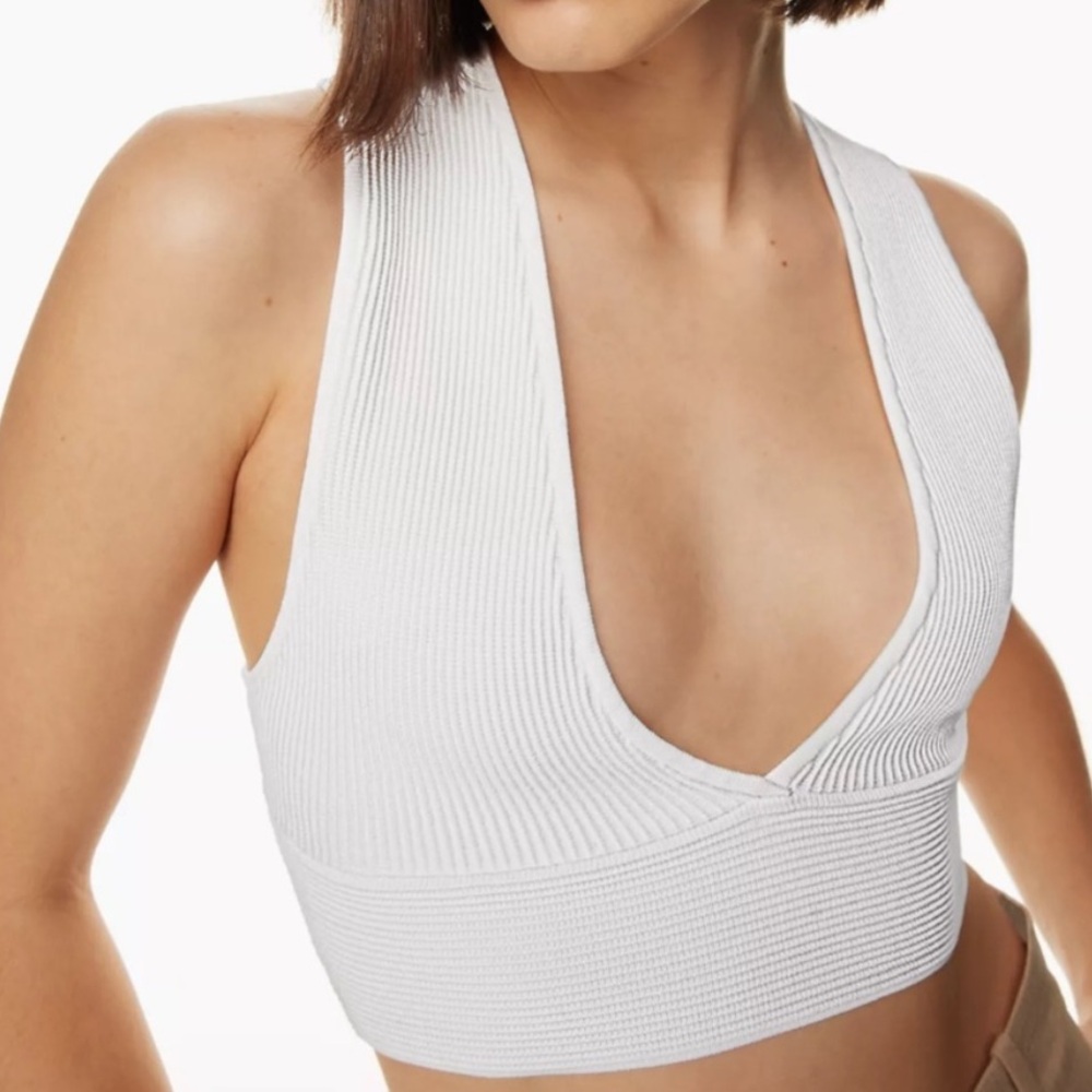 BABATON Sculpt Knit Deep V Tank in White